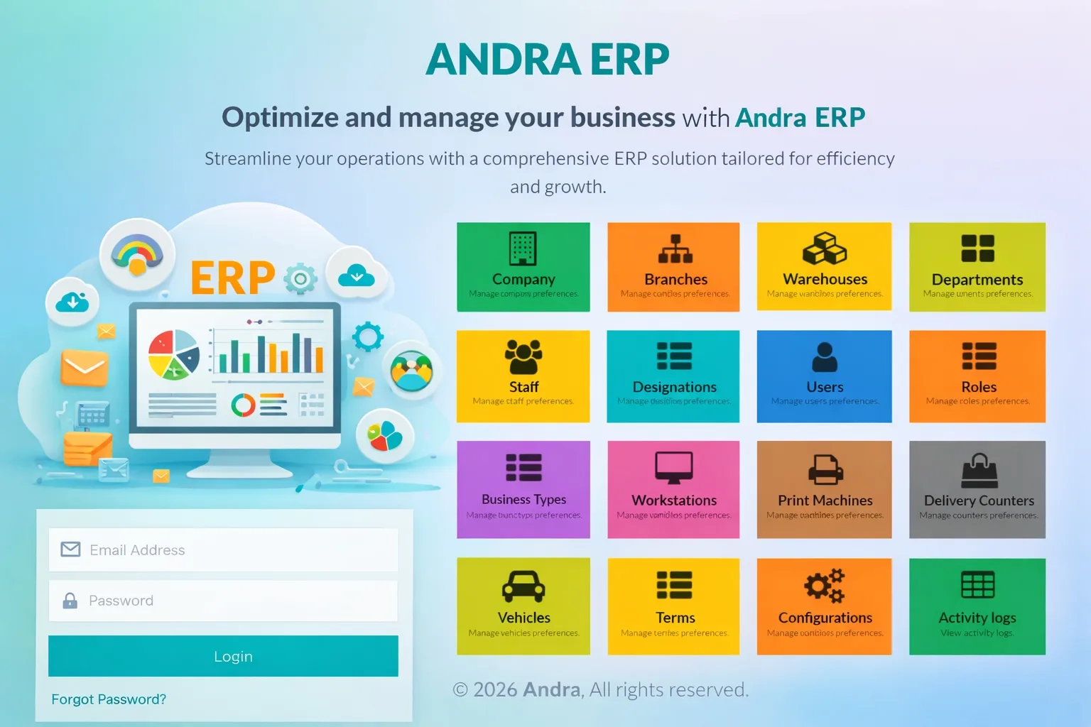 Andra ERP system screenshot